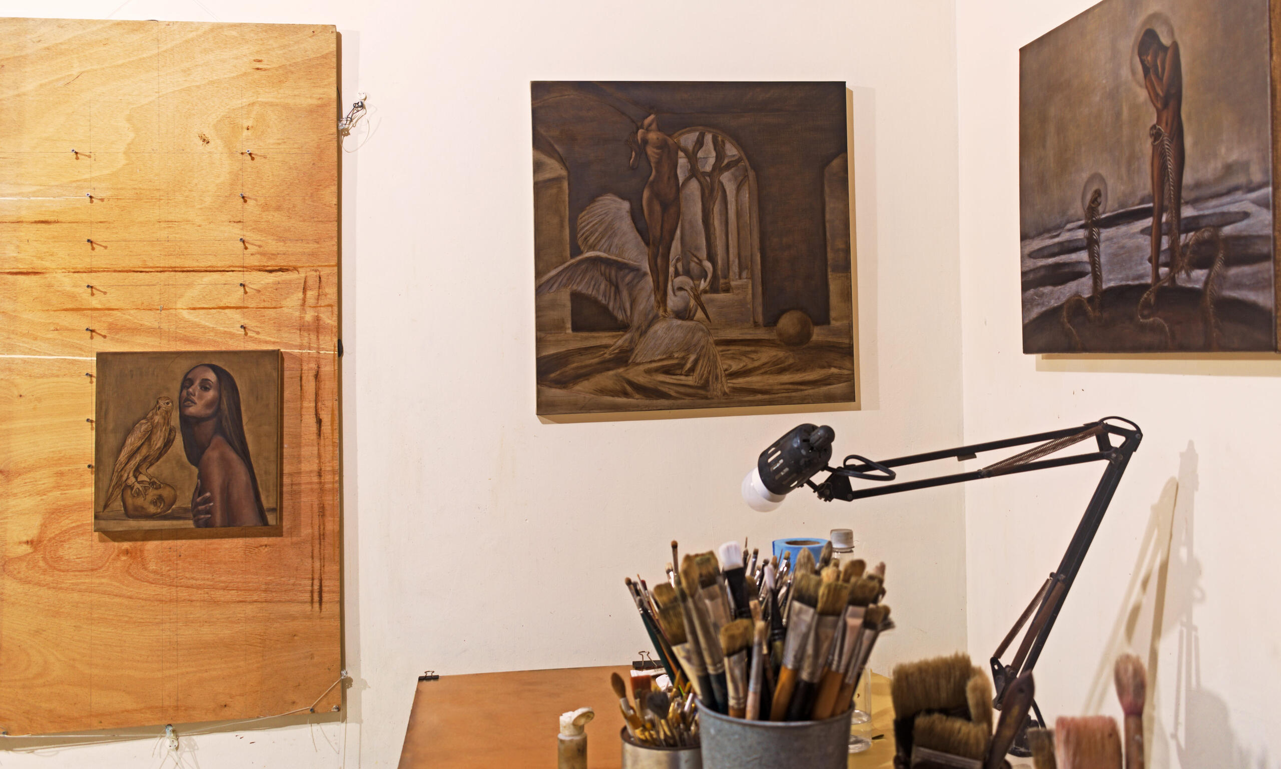 In the studio, 2024- various works, various dimensions, all works oil on canvas