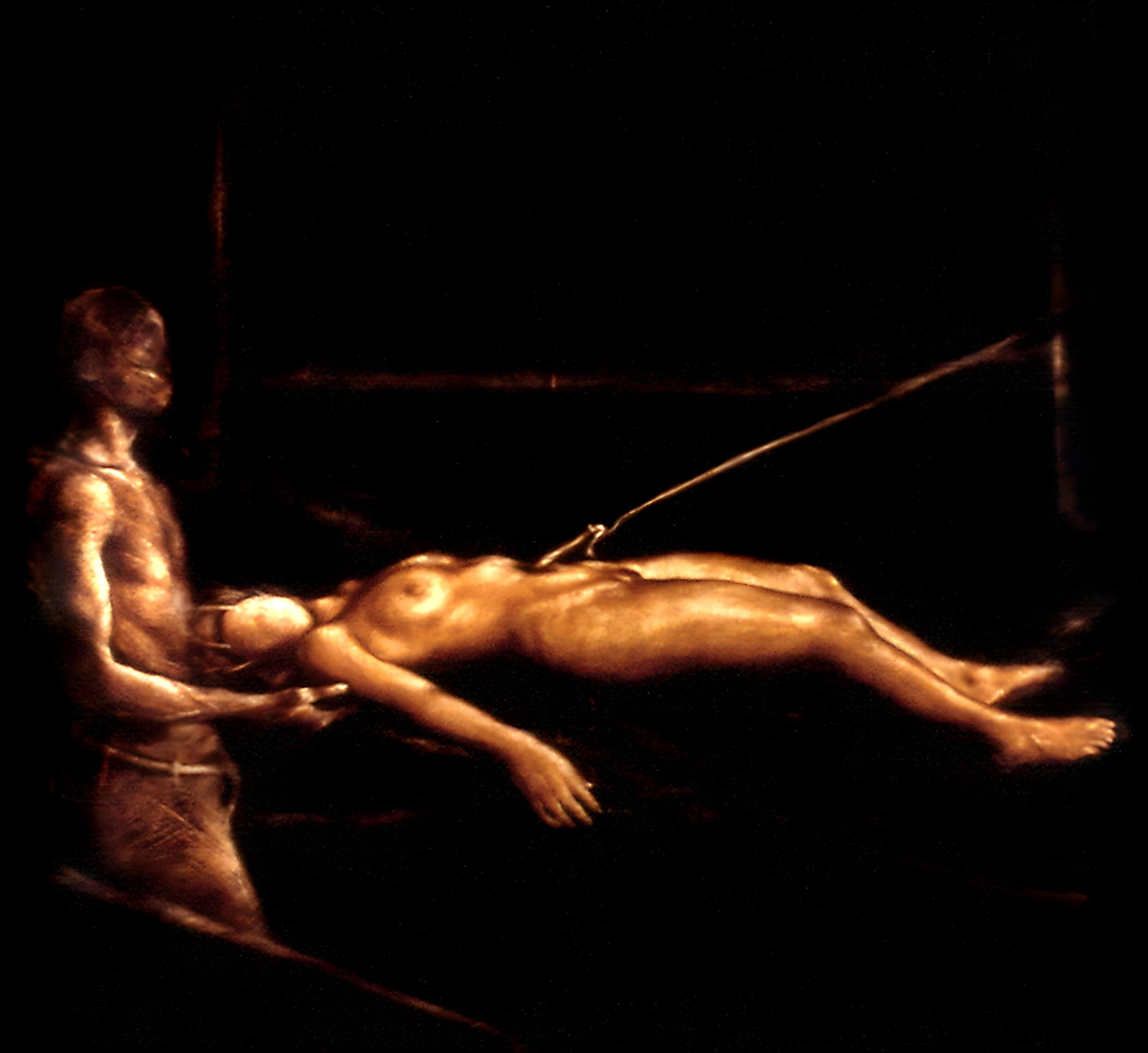 Untitled (suspended), 2002, oil on canvas, 54 x 56 inches, private collection