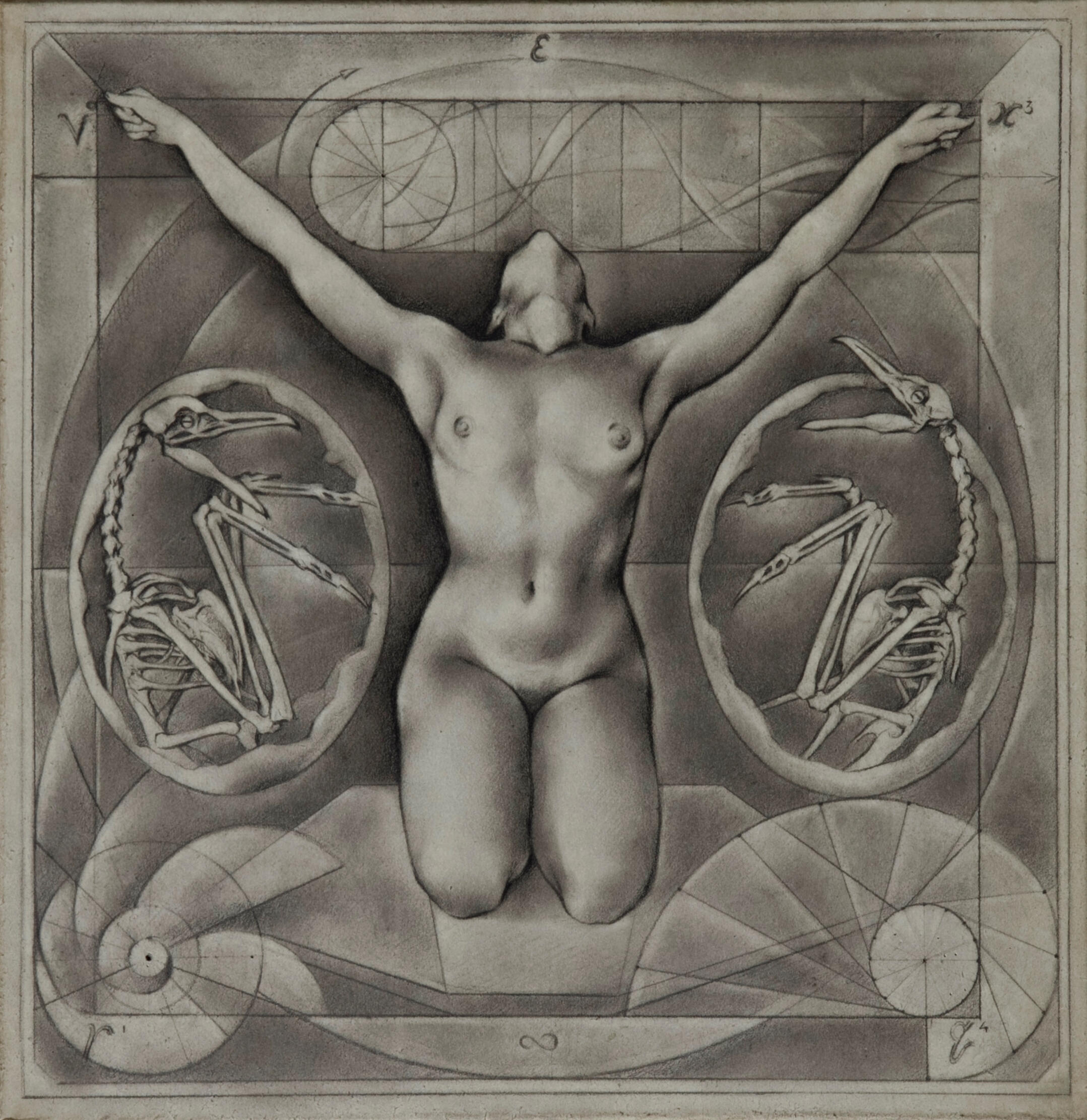 Fugue - 2009, 16 x 16 ins. Graphite on prepared paper mounted on wood. private collection