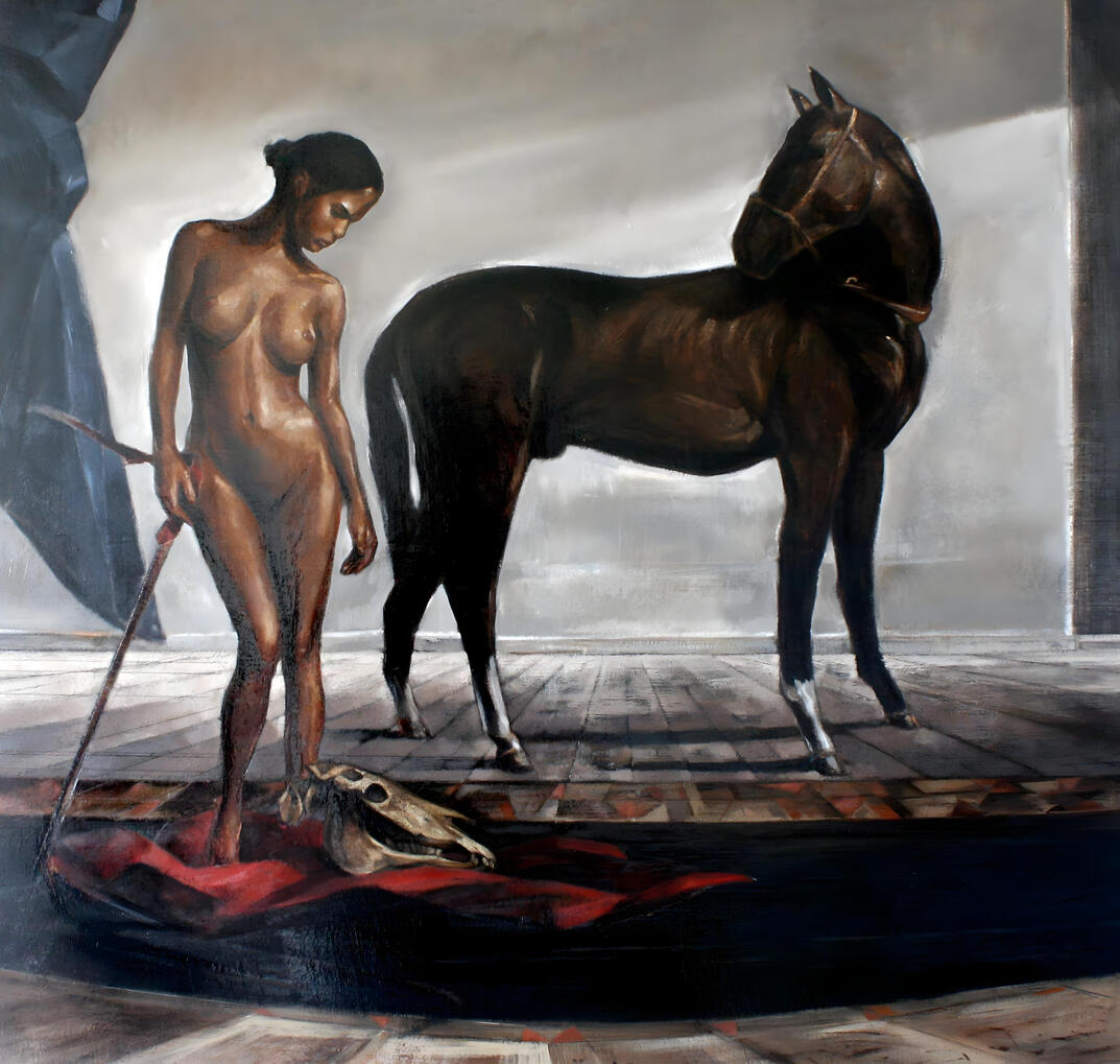 Works from the Shadows and Reflections cycle, Death of Narcissus 48 x 46 ins. private collection